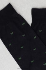 Socks CA Intimissimi Men Short Socks in Patterned Lisle Cotton 195J-Paper Boat-Print Black DD6R6T322 - Image 2