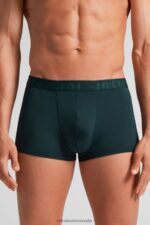 Underwear CA Intimissimi Men Boxer Shorts in Microfibre with Logo 132J-Dark Green DD6R6T15
