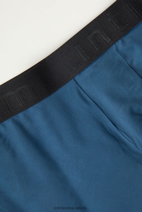 Underwear CA Intimissimi Men Boxer Shorts in Microfibre with Logo 379J-Medium Blue/Nero DD6R6T20 - Image 5