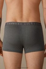 Underwear CA Intimissimi Men Boxer Shorts in Microfibre with Logo 5227-Charcoal Grey Melange DD6R6T100 - Image 2