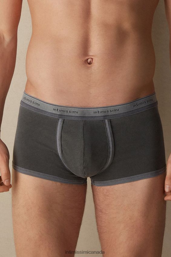 Underwear CA Intimissimi Men Garment-Dyed Stretch Supima Cotton Boxers 862I-Black DD6R6T82 - Image 1