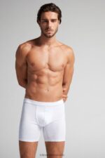 Underwear CA Intimissimi Men Long Stretch Supima Cotton Boxers 001-White DD6R6T54 - Image 2