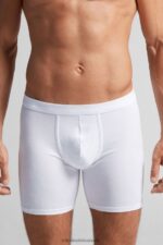 Underwear CA Intimissimi Men Long Stretch Supima Cotton Boxers 001-White DD6R6T54
