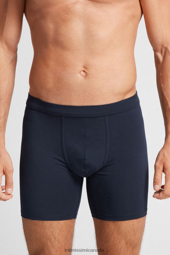 Underwear CA Intimissimi Men Long Stretch Supima Cotton Boxers 800-Midnight Blue DD6R6T55 - Image 1