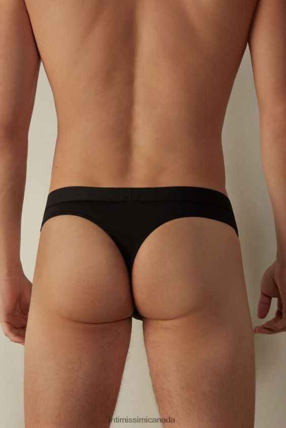 Underwear CA Intimissimi Men Microfibre Thong with Logo Detail 019-Black DD6R6T133 - Image 3
