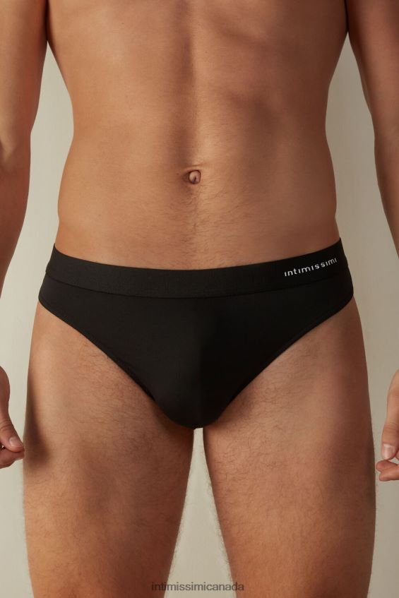 Underwear CA Intimissimi Men Microfibre Thong with Logo Detail 019-Black DD6R6T133 - Image 1