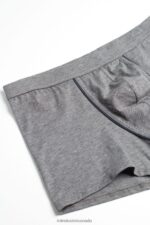 Underwear CA Intimissimi Men Natural Fresh Supima Cotton Boxers 080I-Charcoal Grey Melange/Blue DD6R6T94 - Image 2