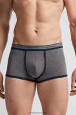 Underwear CA Intimissimi Men Natural Fresh Supima Cotton Boxers with Logo 080I-Charcoal Grey Melange/Blue DD6R6T37