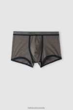 Underwear CA Intimissimi Men Natural Fresh Supima Cotton Boxers with Logo 080I-Charcoal Grey Melange/Blue DD6R6T37 - Image 4