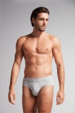 Underwear CA Intimissimi Men Natural Fresh Supima Cotton Briefs 031-Light Grey Melange DD6R6T38 - Image 2