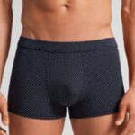 Underwear CA Intimissimi Men Natural Fresh Supima Micro Polka Dot Cotton Boxers 364J-Blu Notte St.Pois Bianco DD6R6T4