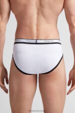 Underwear CA Intimissimi Men Stretch Supima Cotton Brief with Logo Detail 143I-Black/White DD6R6T92 - Image 3