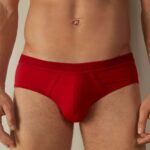 Underwear CA Intimissimi Men Stretch Supima Cotton Brief with Logo Detail 5222-Intense Red/Red DD6R6T99