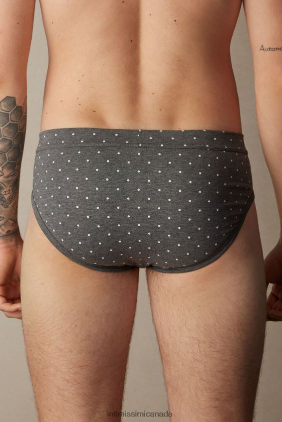 Underwear CA Intimissimi Men Stretch Supima Cotton Dotted Knickers 063J-Polka Dot-Print Charcoal Grey Melange DD6R6T63 - Image 2