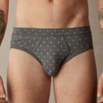 Underwear CA Intimissimi Men Stretch Supima Cotton Dotted Knickers 063J-Polka Dot-Print Charcoal Grey Melange DD6R6T63