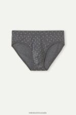 Underwear CA Intimissimi Men Stretch Supima Cotton Dotted Knickers 063J-Polka Dot-Print Charcoal Grey Melange DD6R6T63 - Image 3