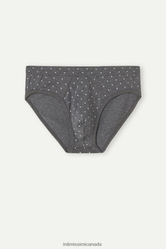 Underwear CA Intimissimi Men Stretch Supima Cotton Dotted Knickers 063J-Polka Dot-Print Charcoal Grey Melange DD6R6T63 - Image 3