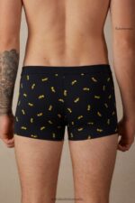Underwear CA Intimissimi Men Stretch Supima Cotton Trumpet Boxers 184J-Trumpet-Print Midnight Blue DD6R6T36 - Image 3