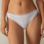 Underwear CA Intimissimi Women Cotton and Lace Brazilian Briefs 001-White DD6R6T1053