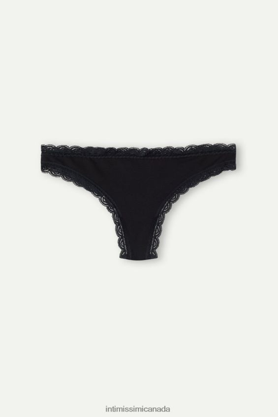 Underwear CA Intimissimi Women Cotton and Lace Brazilian Briefs 019-Black DD6R6T1051 - Image 6