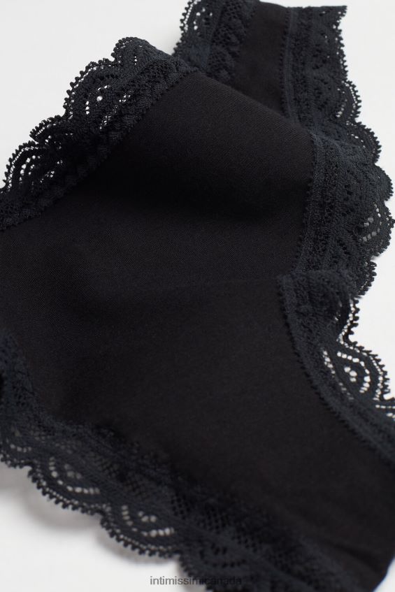 Underwear CA Intimissimi Women Cotton and Lace Brazilian Briefs 019-Black DD6R6T1051 - Image 7
