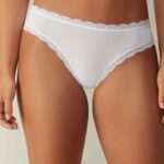 Underwear CA Intimissimi Women Cotton and Lace Briefs 001-White DD6R6T1076
