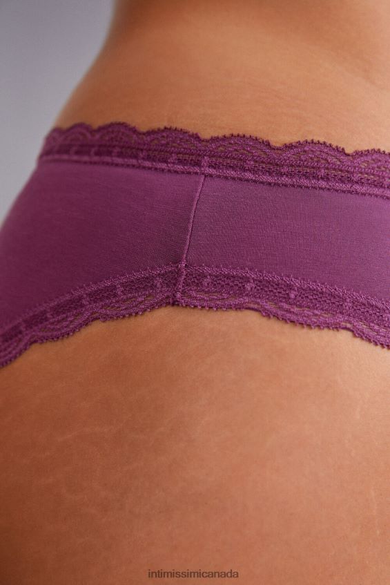 Underwear CA Intimissimi Women Cotton and Lace Briefs 345J-Purple Wine DD6R6T904 - Image 3