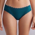 Underwear CA Intimissimi Women Cotton and Lace Briefs 346J-Teal Blue DD6R6T900