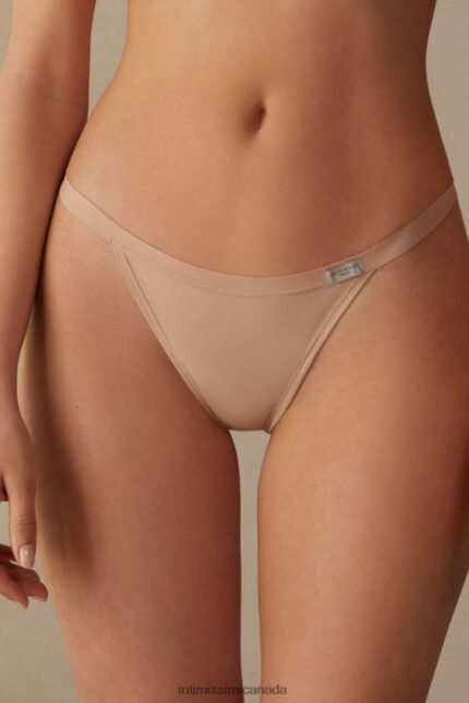 Underwear CA Intimissimi Women Cotton Thong with Side Straps 044-Soft Beige DD6R6T1026