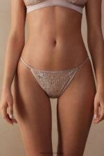 Underwear CA Intimissimi Women Glistening Charme Brazilian Briefs with Side Straps 237J-Natural/Silver DD6R6T940