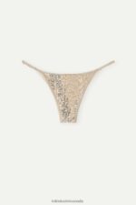 Underwear CA Intimissimi Women Glistening Charme Brazilian Briefs with Side Straps 237J-Natural/Silver DD6R6T940 - Image 5