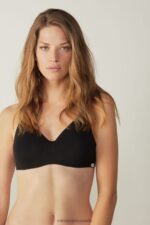 Underwear CA Intimissimi Women Greta Natural Cotton Balconette Bra 019-Black DD6R6T762 - Image 2