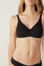Underwear CA Intimissimi Women Greta Natural Cotton Balconette Bra 019-Black DD6R6T762