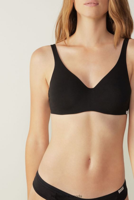 Underwear CA Intimissimi Women Greta Natural Cotton Balconette Bra 019-Black DD6R6T762 - Image 1