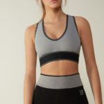 Underwear CA Intimissimi Women In Action Bra Top with Supima Cotton Lining 7539-Mid Grey Melange/Black DD6R6T742