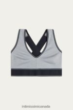 Underwear CA Intimissimi Women In Action Bra Top with Supima Cotton Lining 7539-Mid Grey Melange/Black DD6R6T742 - Image 6