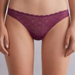 Underwear CA Intimissimi Women Lace and Microfibre Brazilian Briefs 345J-Purple Wine DD6R6T902