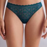 Underwear CA Intimissimi Women Lace and Microfibre Brazilian Briefs 346J-Teal Blue DD6R6T898