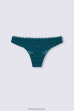 Underwear CA Intimissimi Women Lace and Microfibre Brazilian Briefs 346J-Teal Blue DD6R6T898 - Image 5