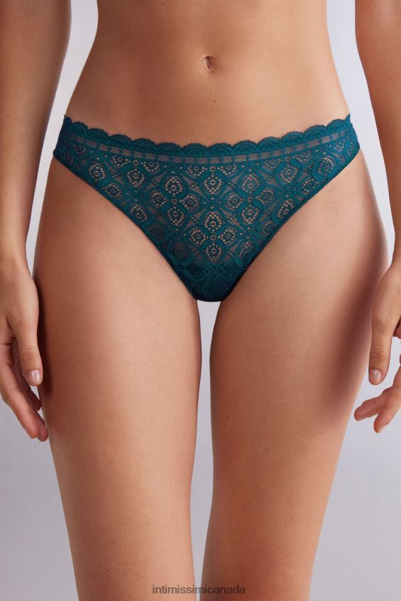 Underwear CA Intimissimi Women Lace and Microfibre Brazilian Briefs 346J-Teal Blue DD6R6T898 - Image 1