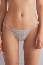 Underwear CA Intimissimi Women Lace Thong with Side Straps 347J-Ice Grey DD6R6T897