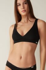 Underwear CA Intimissimi Women Lara Cotton Triangle Bra 019-Black DD6R6T805