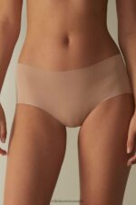 Underwear CA Intimissimi Women Laser-Cut Cotton French Knickers 044-Soft Beige DD6R6T1155