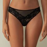Underwear CA Intimissimi Women Pretty Flowers Brazilian Briefs 019-Black DD6R6T1043