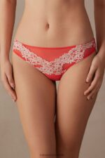 Underwear CA Intimissimi Women Pretty Flowers Brazilian Briefs 216J-Flame Scarlet/Ivory DD6R6T952
