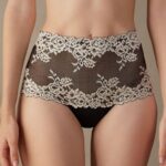 Underwear CA Intimissimi Women Pretty Flowers French Knickers 9887-Black/Ivory DD6R6T1167