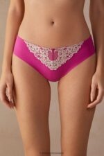 Underwear CA Intimissimi Women Pretty Flowers Seamless Cotton Briefs 213J-Valentine Pink/Ivory DD6R6T972
