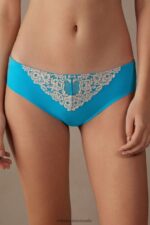 Underwear CA Intimissimi Women Pretty Flowers Seamless Cotton Briefs 233J-Digital Turquoise/Ivory DD6R6T966