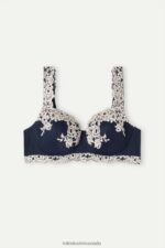 Underwear CA Intimissimi Women Pretty Flowers Sofia Balconette Bra 347I-Deep Blue/Vanilla DD6R6T545 - Image 5
