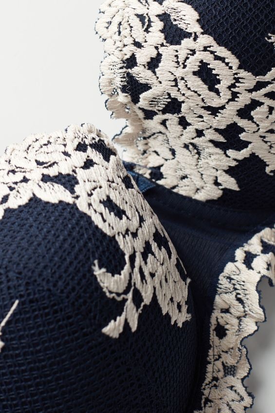 Underwear CA Intimissimi Women Pretty Flowers Sofia Balconette Bra 347I-Deep Blue/Vanilla DD6R6T545 - Image 6